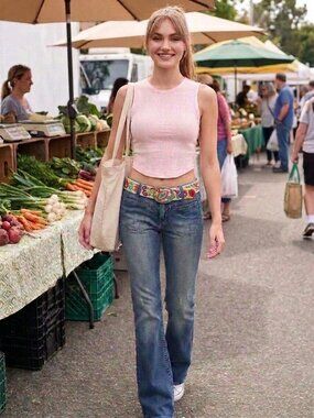 American eagle AE patch pocket vintage Y2K flare low rise boho blue jeans size 6